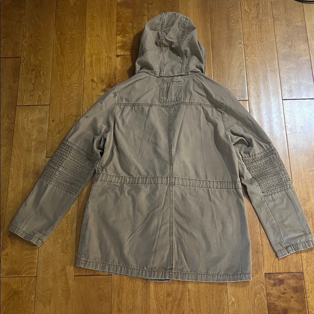 A New Day Tan Hooded Utility Jacket Size M  Military Style Casual Outdoors - Picture 9 of 11